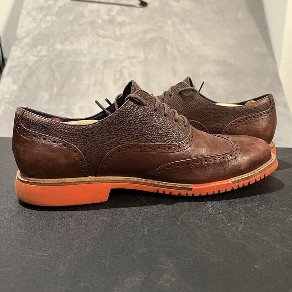 Cole Haan Great Jones Wingtip Oxfords Mens 11 M Brown Orange C11235 Dress Casual - Picture 7 of 11